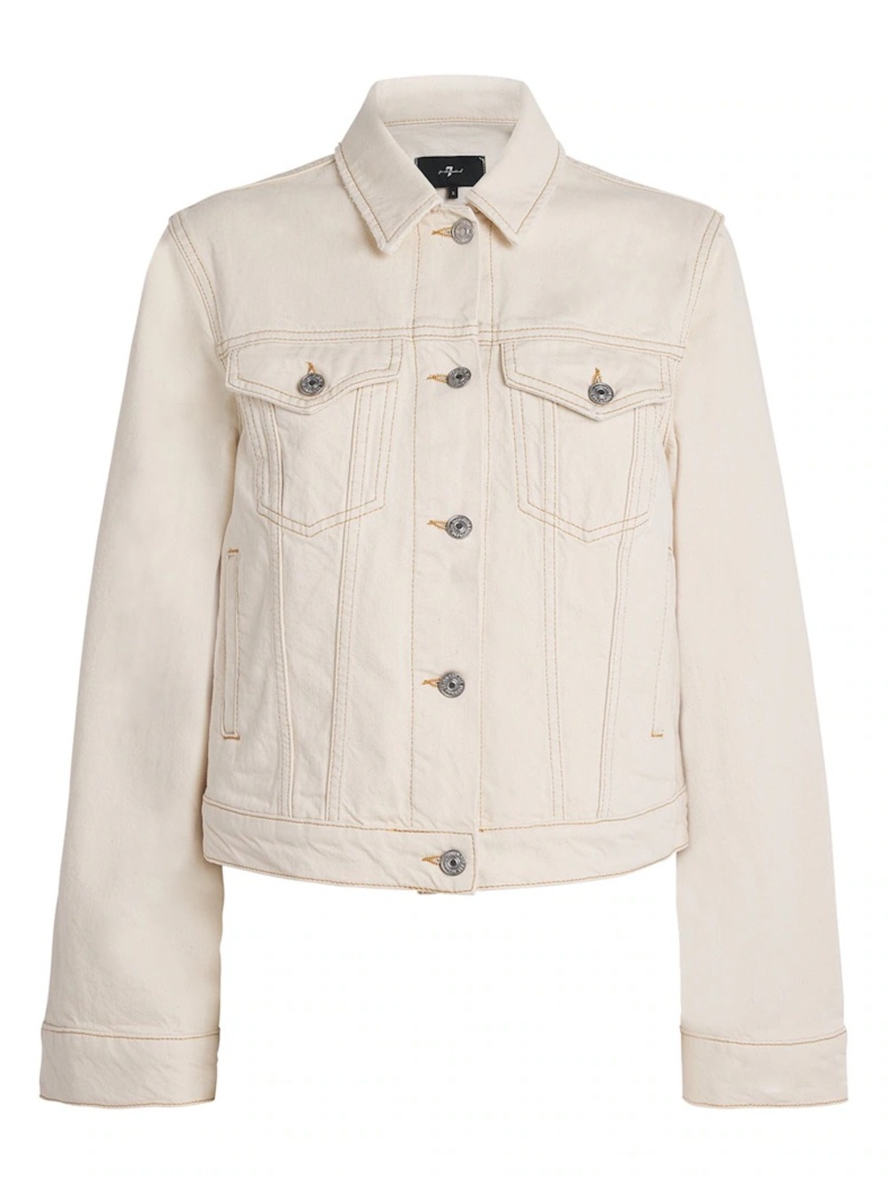 7 For All Mankind Cream Denim Trucker Jacket with Button Front Size Small